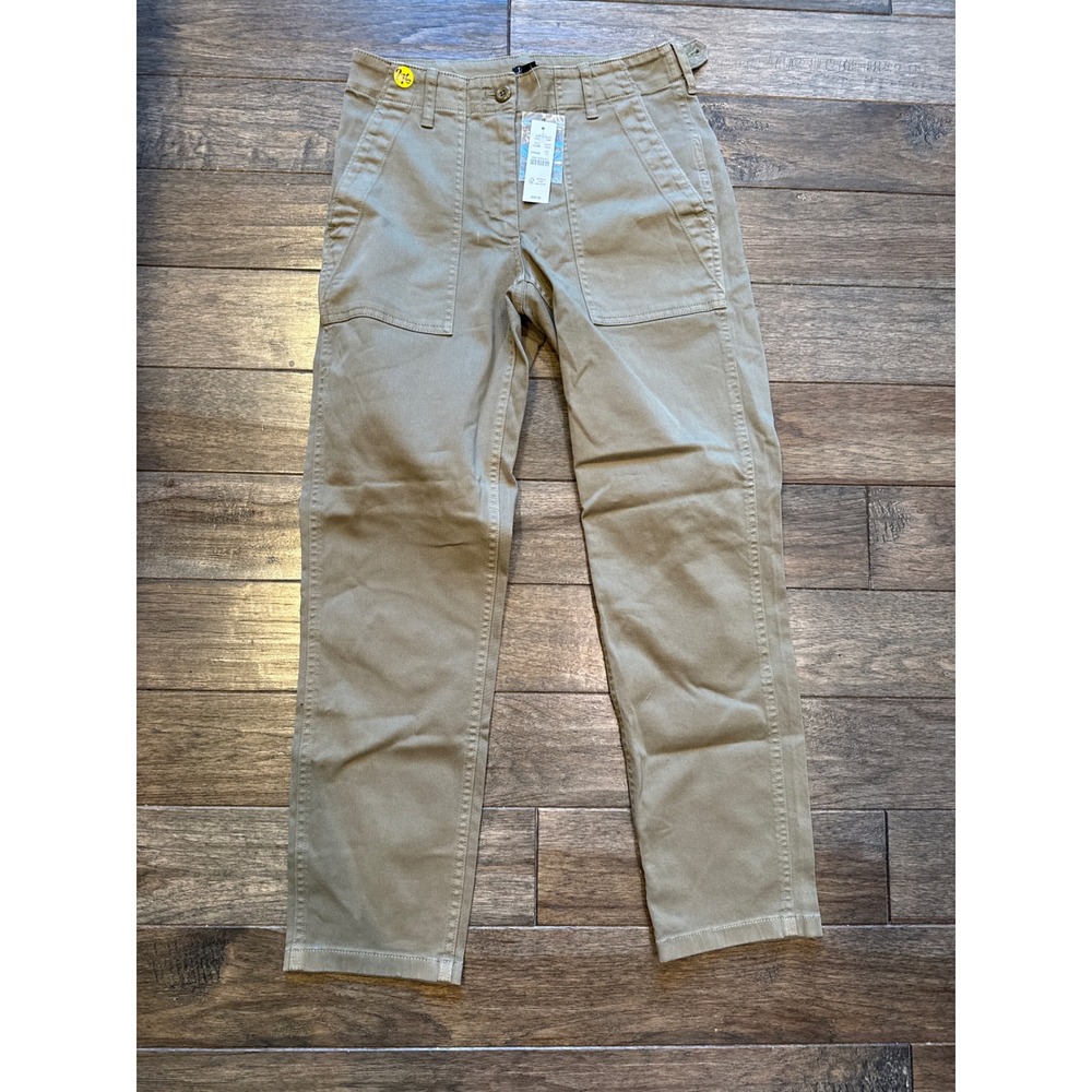 J.Crew Women Khaki Green Utility Chino Pants High Rise Straight Leg Size 0 NWT